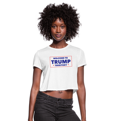 TRUMP TERRITORY - WOMENS // ETHICALLY MADE // US-PRINTED // CROP TOP T-SHIRT - white